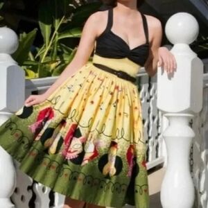 Pinup Couture Black and Yellow Halter Dress